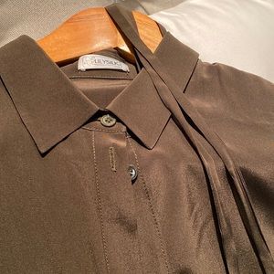 Lily Silk 100% Mulberry Silk Crepe de Chine sleeveless shirt dress size large